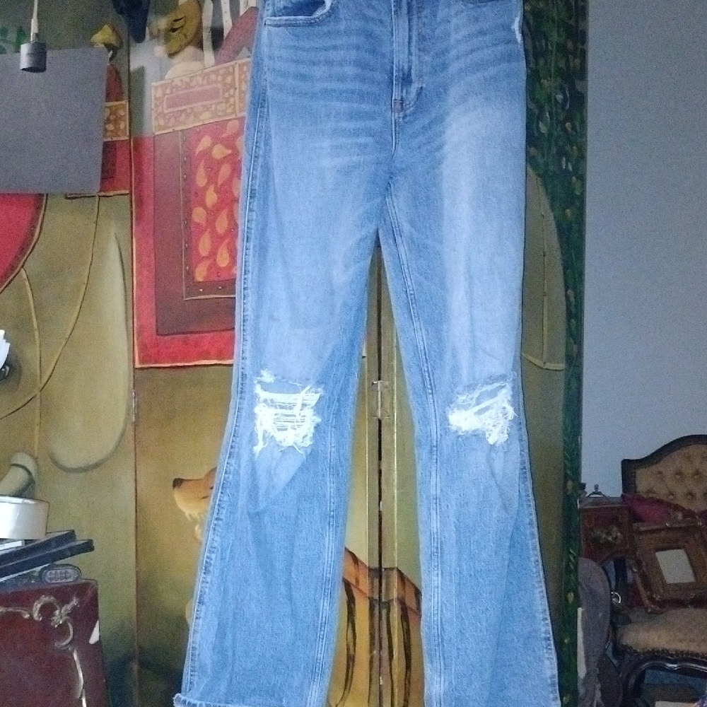 Abercrombie & Fitch Blue Distressed Flare Jeans